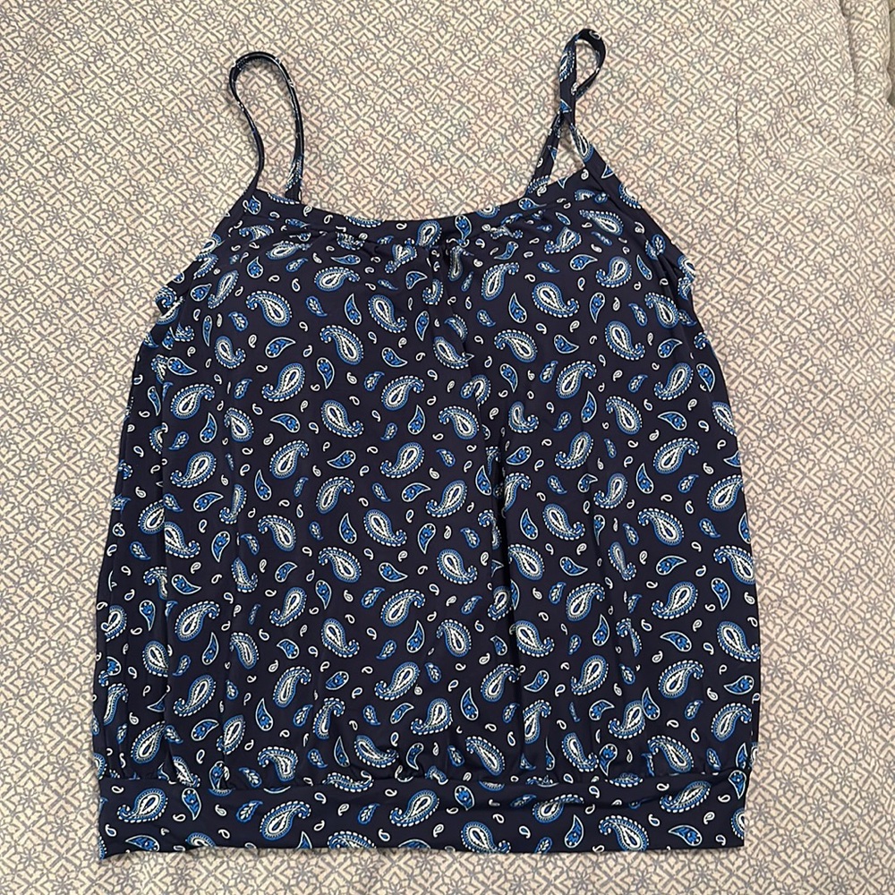 Lands' End Blue Paisley Tankini Swimsuit Top - Picture 2 of 13